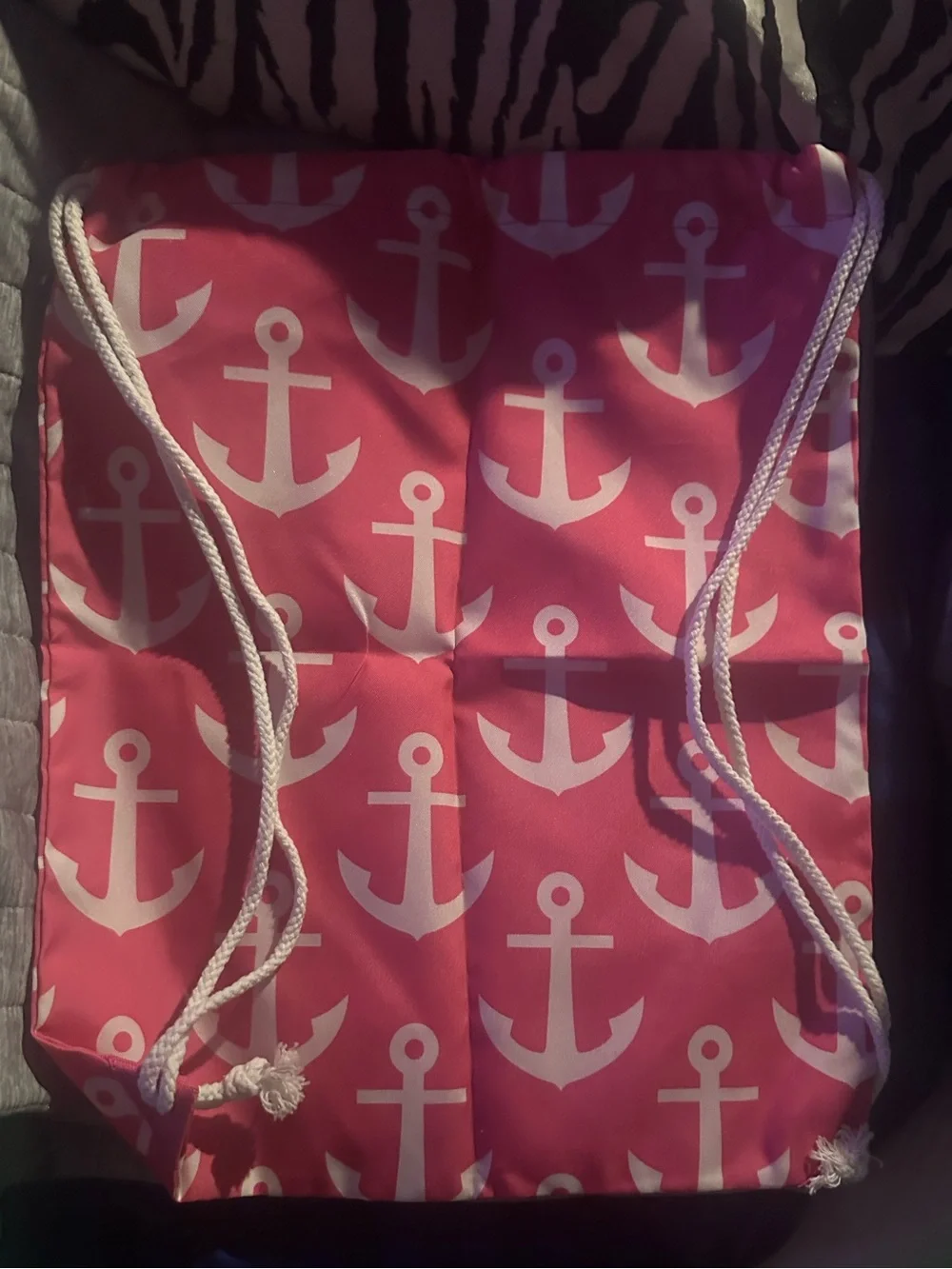 Simply Southern Pink Anchor Drawstring Backpack NWT